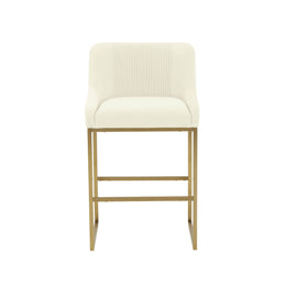 Lisa Cream Pleated Velvet Counter Stool