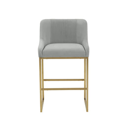 Lisa Grey Pleated Velvet Counter Stool