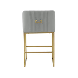 Lisa Grey Pleated Velvet Counter Stool