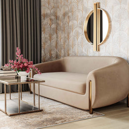 Lina Cafe Au Lait Brown Velvet Sofa - UK