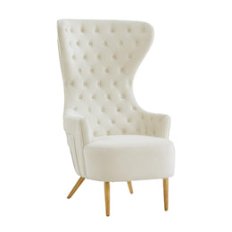 Jezebel Cream Velvet Wingback Chair - UK