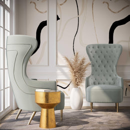 Jezebel Grey Velvet Wingback Chair - UK