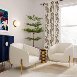 Kandra Cream Velvet Accent Chair - UK