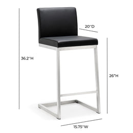 Parma Black Stainless Steel Counter Stool - Set of 2 - UK