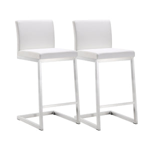 Parma White Stainless Steel Counter Stool - Set of 2 - UK