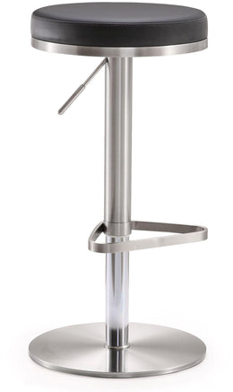 Fano Black Performance Vegan Leather and Stainless Steel Adjustable Barstool