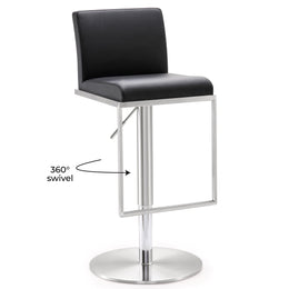 Amalfi Black Vegan Leather Adjustable Stool - UK