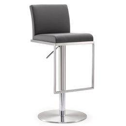 Amalfi Grey Performance Vegan Leather Adjustable Stool