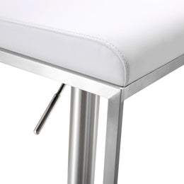 Amalfi White Performance Vegan Leather Adjustable Stool