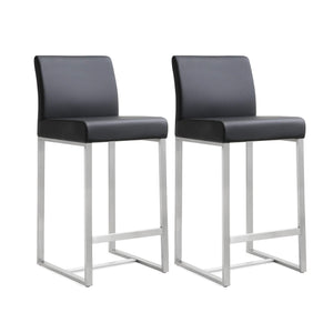 Denmark Black Stainless Steel Counter Stool - Set of 2 - UK