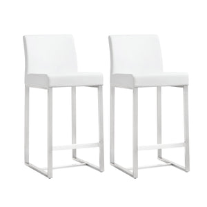 Denmark White Stainless Steel Counter Stool - Set of 2 - UK