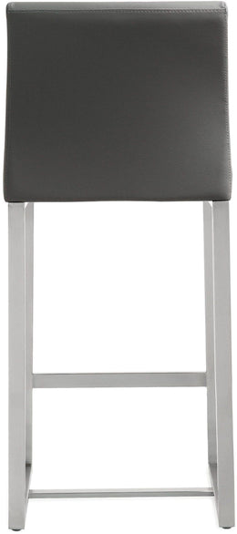 Denmark Grey Performance Vegan Leather and Stainless Steel Counter Stool - Set of 2