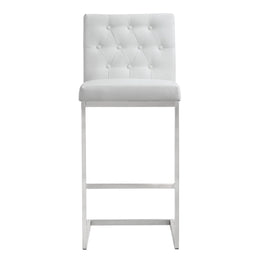Helsinki White Performance Vegan Leather and Stainless Steel Barstool - Set of 2