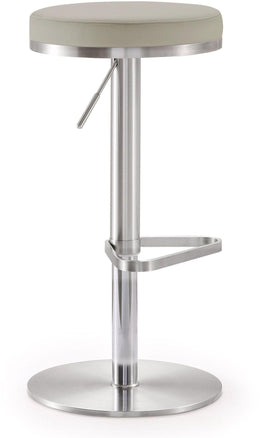 Fano Light Grey Performance Vegan Leather and Stainless Steel Barstool