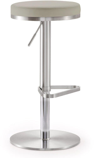 Fano Light Grey Performance Vegan Leather and Stainless Steel Barstool