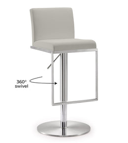 Amalfi Light Grey Performance Vegan Leather Stool
