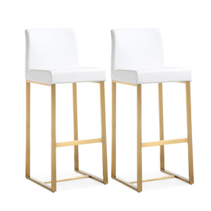 Denmark White Gold Steel Barstool - Set of 2 - UK