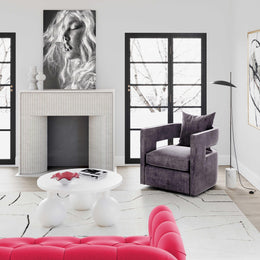 Kennedy Grey Textured Velvet Swivel Chair