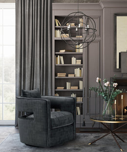 Kennedy Black Textured Velvet Swivel Chair