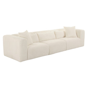 Tarra Fluffy Oversized Cream Corduroy Modular Sofa - UK