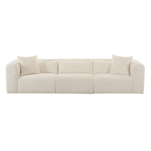 Tarra Fluffy Oversized Cream Corduroy Modular Sofa - UK