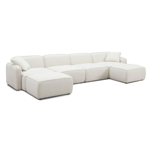 Travie Sand Upcycled Linen 6-Piece Modular U-Sectional