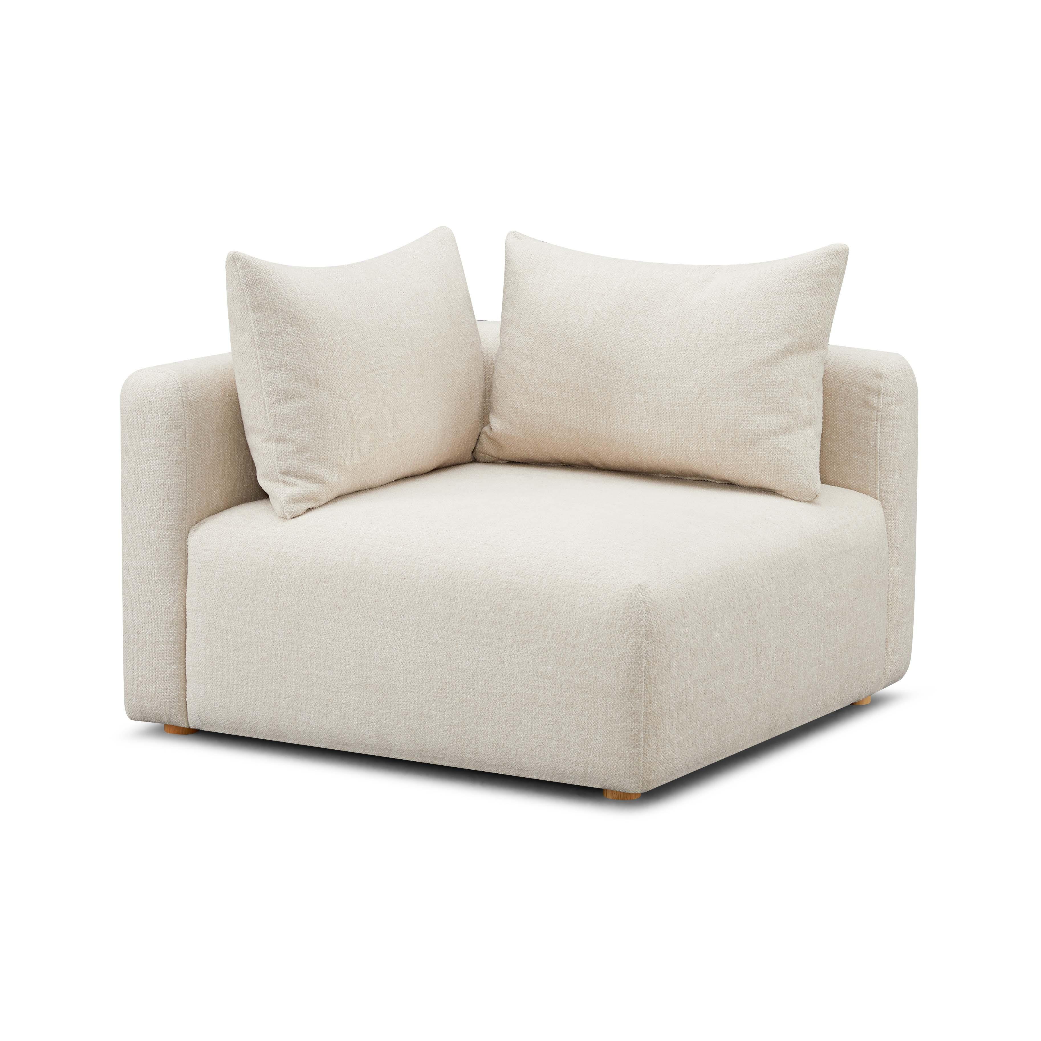Hangover Cream Heavy Textured Fabric Modular Corner Chair
