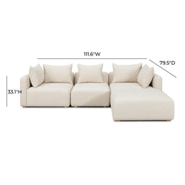 Hangover Cream Heavy Textured Fabric 4-Piece Modular Sectional