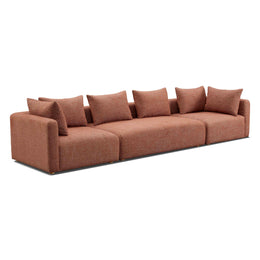 Hangover Sedona Red Textured Fabric 145" Long Sofa