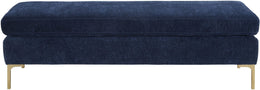 Delilah Navy Textured Velvet Bench