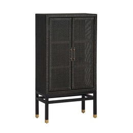 Amara Charcoal Woven Rattan Cabinet