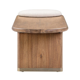 Samantha Cognac Acacia Bench with Boucle Seat