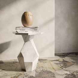 Esme Faux Marble Round Side Table