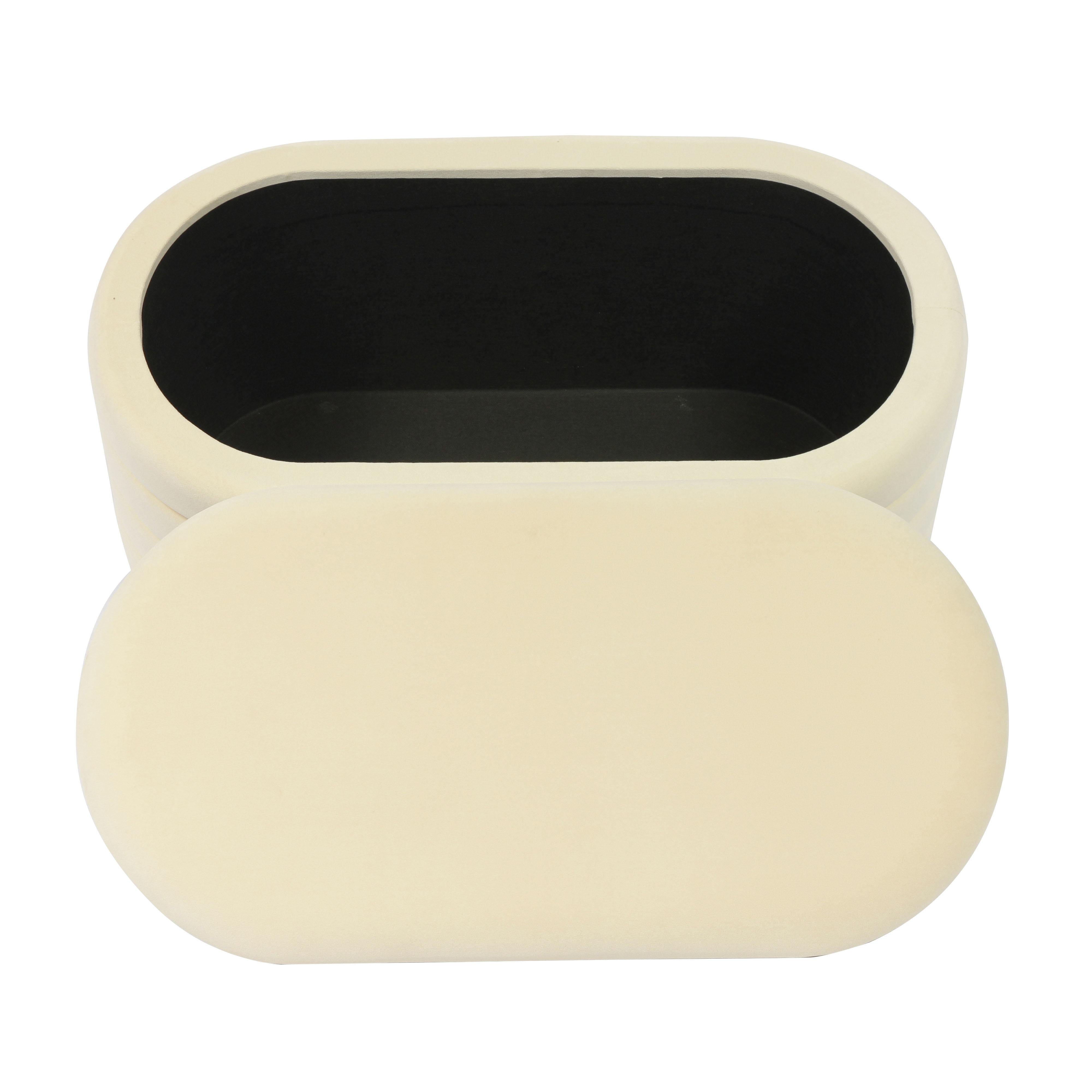 Lillian Cream Velvet Storage Bench