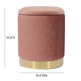 Zoe Blush Velvet Storage Ottoman