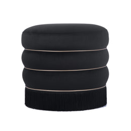 Lakka Black Velvet Ottoman