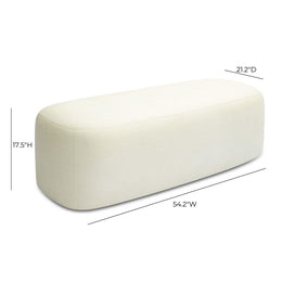 Graceland Cream Faux Mohair Bench