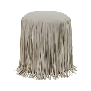 Shag Me Grey Performance Vegan Leather Ottoman