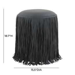 Shag Me Black Performance Vegan Leather Ottoman