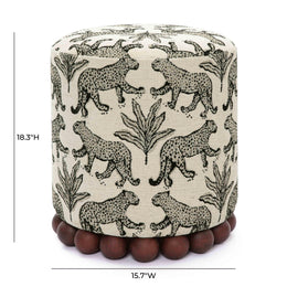 Dex Cream Leopard Jacquard Ottoman