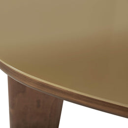 Oani Walnut and Glass Triangular Coffee Table