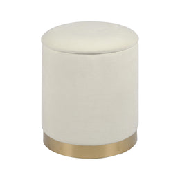 Zoe Cream Chenille Storage Ottoman