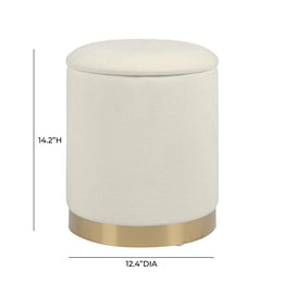 Zoe Cream Chenille Storage Ottoman