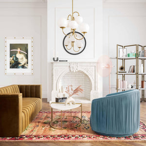 London Blue Pleated Swivel Chair