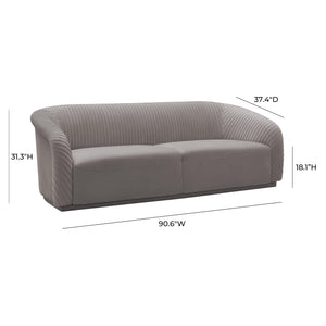 Yara Pleated Grey Velvet Sofa