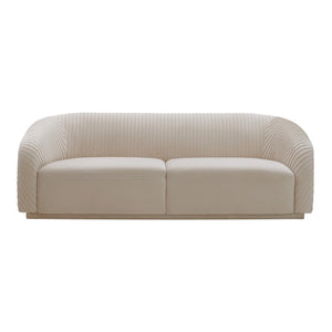 Yara Pleated Beige Velvet Sofa