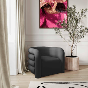 Curves Black Velvet Lounge Chair - UK