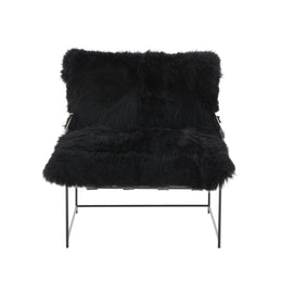 Kimi Black Genuine Sheepskin Chair - UK