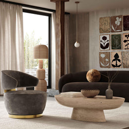 Austin Chocolate Brown Recycled Fabric Swivel Chair - UK