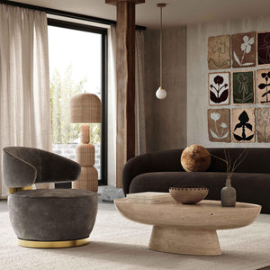 Austin Chocolate Brown Recycled Fabric Swivel Chair - UK